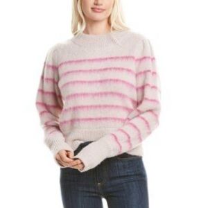 Tanya Taylor Sweater Sable Alpaca Crewneck in Striped Pink
